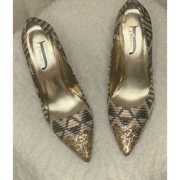 J. Renee Ryella Pumps (Black & Gold Glitter) - Picture 3 of 7